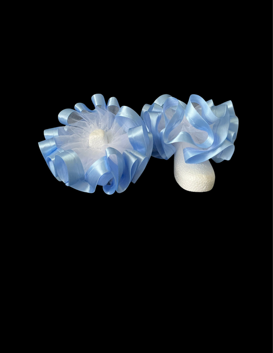 Casey-Baby Blue and White Sockless Tutu Anklets