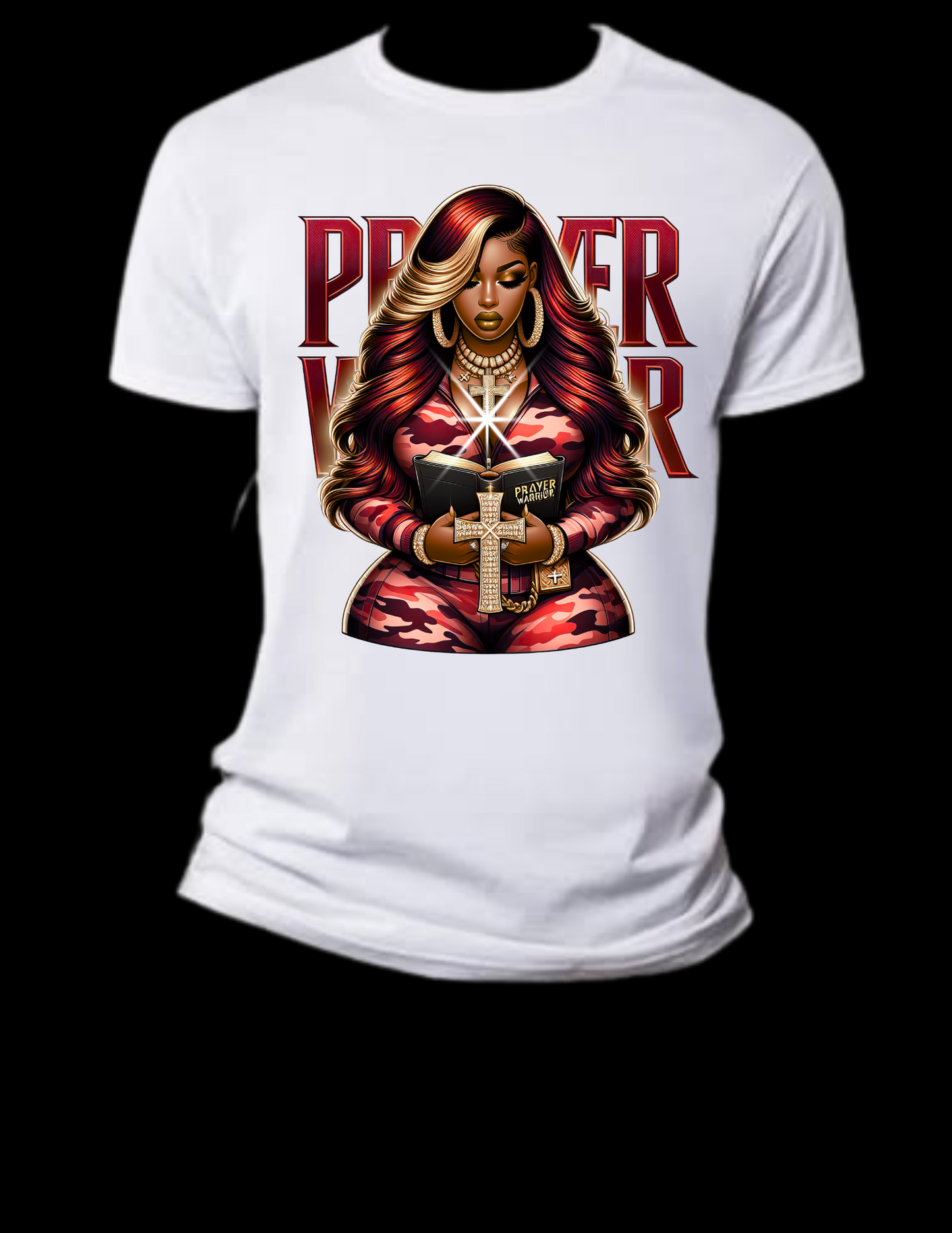 Prayer Warrior in Red T-Shirt
