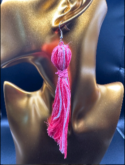 Carnation Pink Tassel Earrings