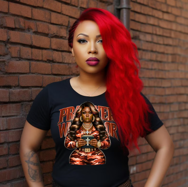Prayer Warrior in Red T-Shirt